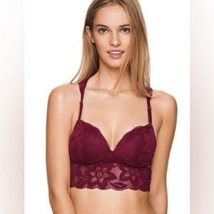 PINK Lace Longline Strappy Push-Up Bralette